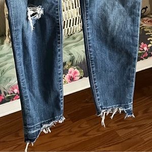 Madewell skinny maternity adjustable side panel distressed jeans size 32